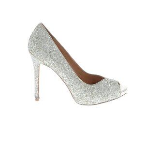Badgley Mischka Silver Glitter Peep-Toe Pumps - Size 8-1/2 - Great Condition
